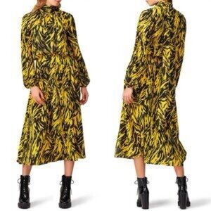 No. 21 Yellow and Black Patterned Long Sleeve Dress